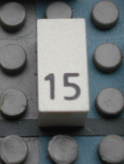 Modulex, Tile 1 x 2 with Black Calendar Day Number '15' Pattern