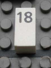 Modulex, Tile 1 x 2 with Black Calendar Day Number '18' Pattern