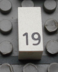 Modulex, Tile 1 x 2 with Black Calendar Day Number '19' Pattern