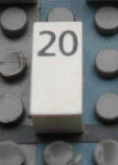 Modulex, Tile 1 x 2 with Black Calendar Day Number '20' Pattern