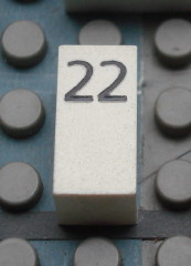 Modulex, Tile 1 x 2 with Black Calendar Day Number '22' Pattern