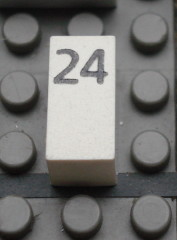 Modulex, Tile 1 x 2 with Black Calendar Day Number '24' Pattern