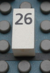 Modulex, Tile 1 x 2 with Black Calendar Day Number '26' Pattern