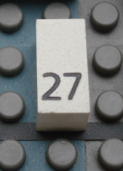 Modulex, Tile 1 x 2 with Black Calendar Day Number '27' Pattern