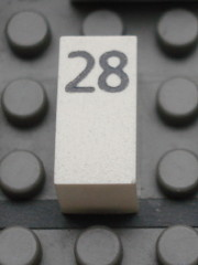 Modulex, Tile 1 x 2 with Black Calendar Day Number '28' Pattern