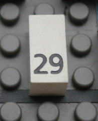 Modulex, Tile 1 x 2 with Black Calendar Day Number '29' Pattern