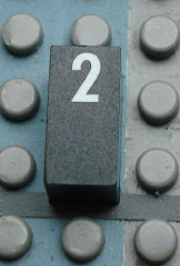 Modulex, Tile 1 x 2 with White Calendar Day Number  '2' Pattern