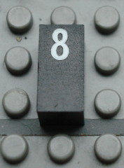 Modulex, Tile 1 x 2 with White Calendar Day Number  '8' Pattern