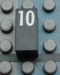 Modulex, Tile 1 x 2 with White Calendar Day Number '10' Pattern