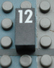 Modulex, Tile 1 x 2 with White Calendar Day Number '12' Pattern