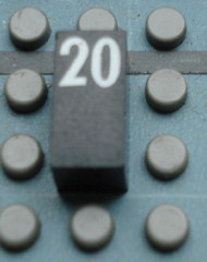 Modulex, Tile 1 x 2 with White Calendar Day Number '20' Pattern