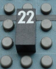 Modulex, Tile 1 x 2 with White Calendar Day Number '22' Pattern