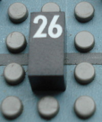 Modulex, Tile 1 x 2 with White Calendar Day Number '26' Pattern