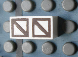 Modulex, Tile 1 x 2 with Dark Brown Squares with Diagonal Pattern