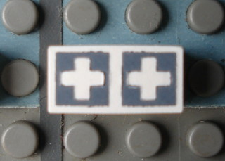 Modulex, Tile 1 x 2 with Gray Crosses Outline Pattern