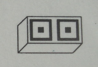 Modulex, Tile 1 x 2 with Black Squares Double Pattern