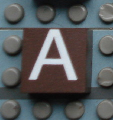 Modulex, Tile 2 x 2 (no Internal Supports) with White Capital Letter A Pattern