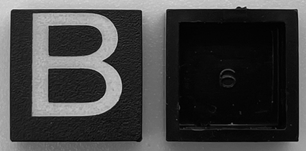 Modulex, Tile 2 x 2 (no Internal Supports) with White Capital Letter B Pattern
