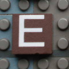 Modulex, Tile 2 x 2 (no Internal Supports) with White Capital Letter E Pattern