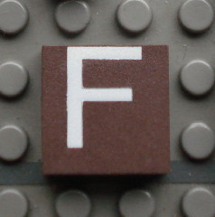 Modulex, Tile 2 x 2 (no Internal Supports) with White Capital Letter F Pattern