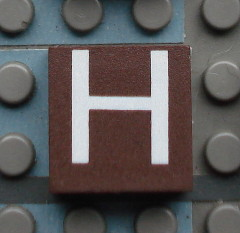 Modulex, Tile 2 x 2 (no Internal Supports) with White Capital Letter H Pattern