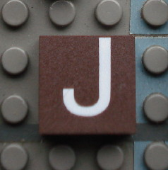 Modulex, Tile 2 x 2 (no Internal Supports) with White Capital Letter J Pattern