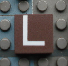 Modulex, Tile 2 x 2 (no Internal Supports) with White Capital Letter L Pattern