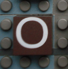 Modulex, Tile 2 x 2 (no Internal Supports) with White Capital Letter O Pattern