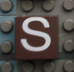 Modulex, Tile 2 x 2 (no Internal Supports) with White Capital Letter S Pattern