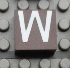 Modulex, Tile 2 x 2 (no Internal Supports) with White Capital Letter W Pattern