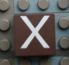 Modulex, Tile 2 x 2 (no Internal Supports) with White Capital Letter X Pattern