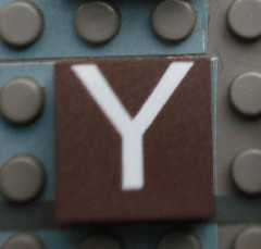Modulex, Tile 2 x 2 (no Internal Supports) with White Capital Letter Y Pattern