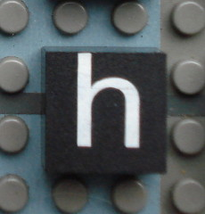 Modulex, Tile 2 x 2 (no Internal Supports) with White Lowercase Letter h Pattern