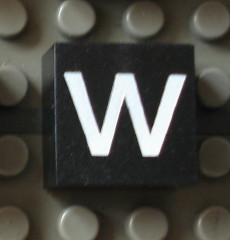 Modulex, Tile 2 x 2 (no Internal Supports) with White Lowercase Letter w Pattern