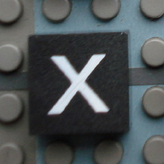 Modulex, Tile 2 x 2 (no Internal Supports) with White Lowercase Letter x Pattern