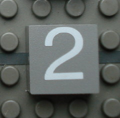 Modulex, Tile 2 x 2 (no Internal Supports) with White Number 2 Pattern