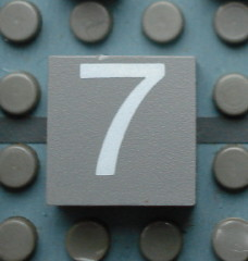 Modulex, Tile 2 x 2 (no Internal Supports) with White Number 7 Pattern