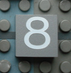 Modulex, Tile 2 x 2 (no Internal Supports) with White Number 8 Pattern