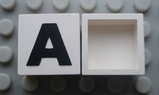 Modulex, Tile 2 x 2 (no Internal Supports) with Black Capital Letter A Pattern