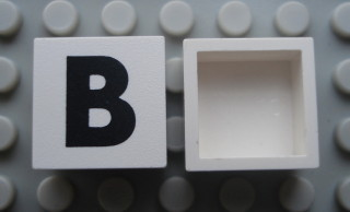Modulex, Tile 2 x 2 (no Internal Supports) with Black Capital Letter B Pattern