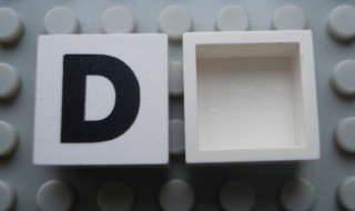 Modulex, Tile 2 x 2 (no Internal Supports) with Black Capital Letter D Pattern