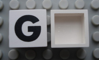 Modulex, Tile 2 x 2 (no Internal Supports) with Black Capital Letter G Pattern