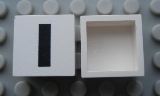 Modulex, Tile 2 x 2 (no Internal Supports) with Black Capital Letter I Pattern