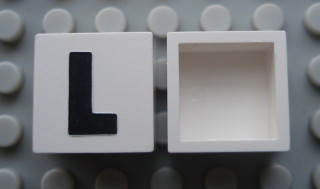 Modulex, Tile 2 x 2 (no Internal Supports) with Black Capital Letter L Pattern