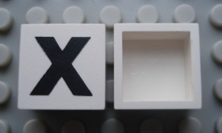 Modulex, Tile 2 x 2 (no Internal Supports) with Black Capital Letter X Pattern