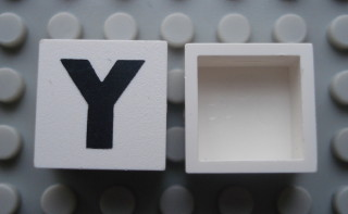 Modulex, Tile 2 x 2 (no Internal Supports) with Black Capital Letter Y Pattern