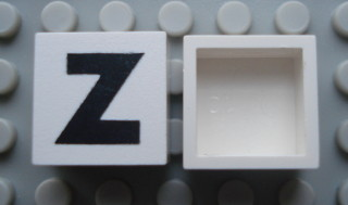 Modulex, Tile 2 x 2 (no Internal Supports) with Black Capital Letter Z Pattern