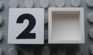 Modulex, Tile 2 x 2 (no Internal Supports) with Black Number 2 Pattern