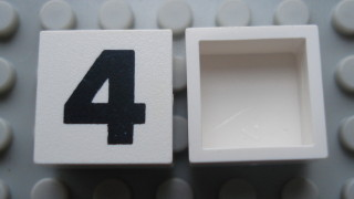 Modulex, Tile 2 x 2 (no Internal Supports) with Black Number 4 Pattern