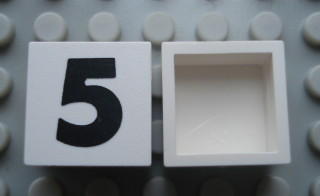 Modulex, Tile 2 x 2 (no Internal Supports) with Black Number 5 Pattern